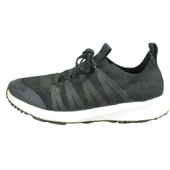 LL Bean Black Mesh Lace Up Active Sport Knit Sneakers Shoes Size 8 M - Picture 1 of 10